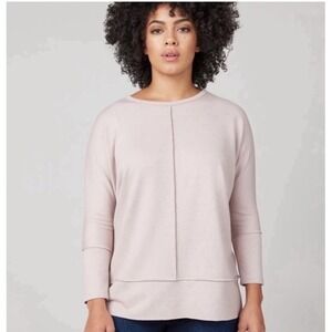 Spanx Sweatshirt‎ Perfect Length L Pink Dolman 3/4 Sleeve Top Athleisure Casual